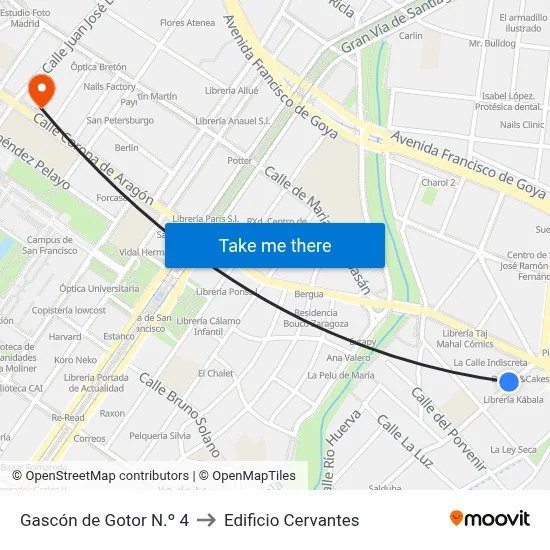 Gascón de Gotor N.º 4 to Edificio Cervantes map