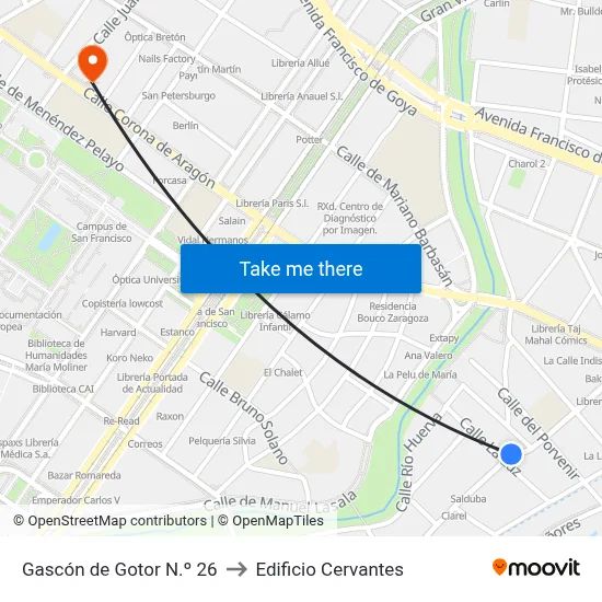 Gascón de Gotor N.º 26 to Edificio Cervantes map