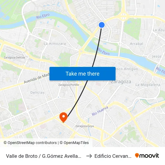 Valle de Broto / G.Gómez Avellaneda to Edificio Cervantes map