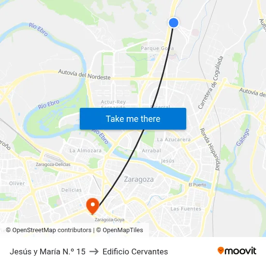 Jesús y María N.º 15 to Edificio Cervantes map
