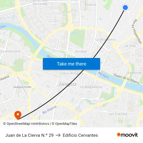 Juan de La Cierva N.º 29 to Edificio Cervantes map