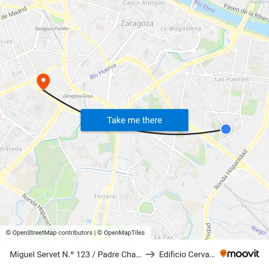 Miguel Servet N.º 123 / Padre Chaminade to Edificio Cervantes map