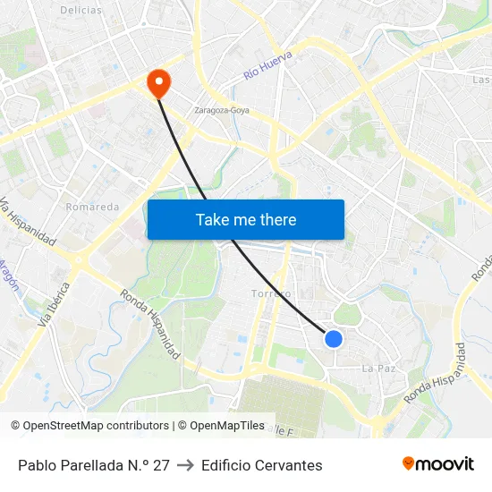 Pablo Parellada N.º 27 to Edificio Cervantes map
