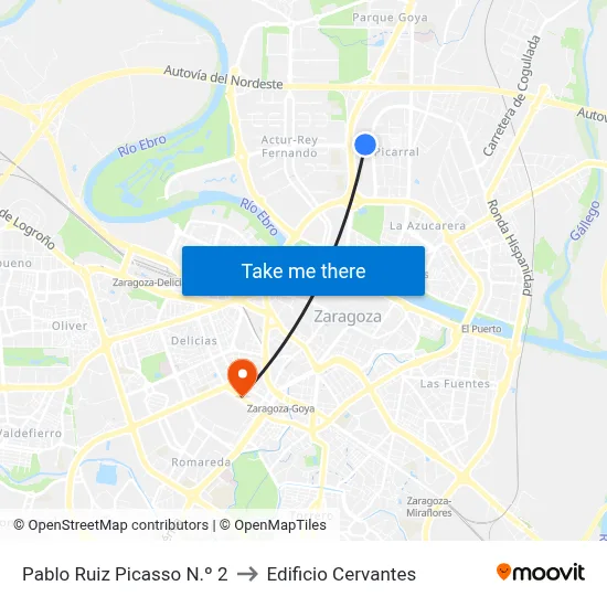 Pablo Ruiz Picasso N.º 2 to Edificio Cervantes map