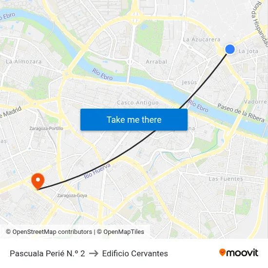 Pascuala Perié N.º 2 to Edificio Cervantes map