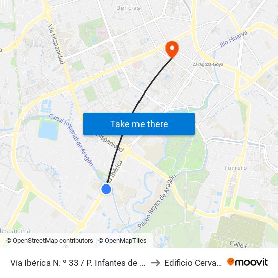 Vía Ibérica N. º 33 / P. Infantes de España to Edificio Cervantes map