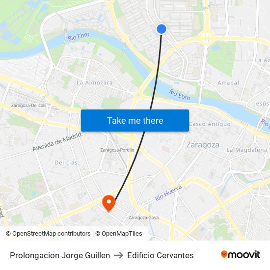 Prolongacion Jorge Guillen to Edificio Cervantes map