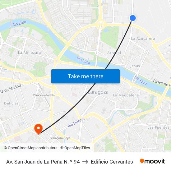 Av. San Juan de La Peña N. º 94 to Edificio Cervantes map