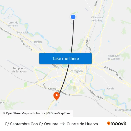 C/ Septembre Con C/ Octubre to Cuarte de Huerva map