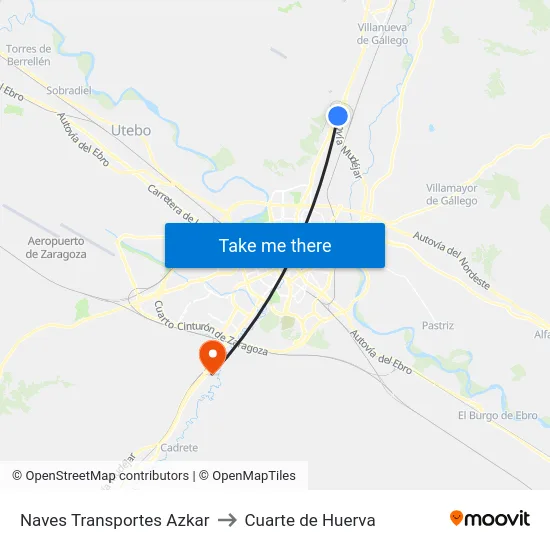 Naves Transportes Azkar to Cuarte de Huerva map