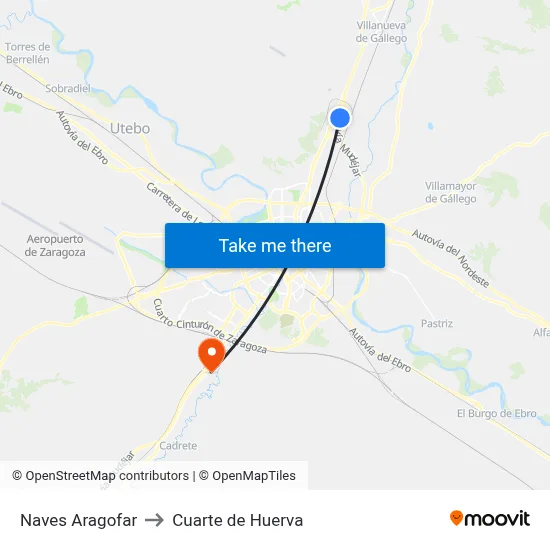 Naves Aragofar to Cuarte de Huerva map