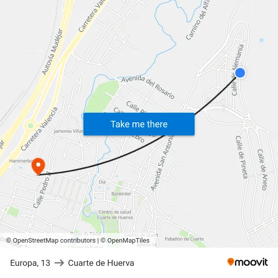 Europa, 13 to Cuarte de Huerva map