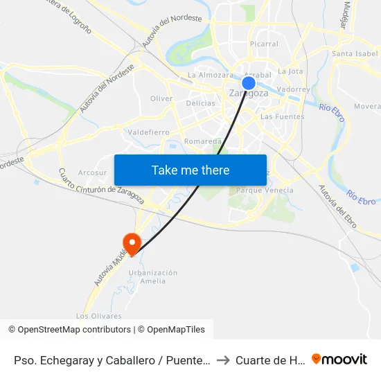 Pso. Echegaray y Caballero / Puente de Santiago to Cuarte de Huerva map