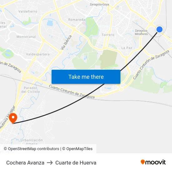 Cochera Avanza to Cuarte de Huerva map