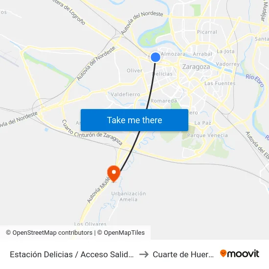 Estación Delicias / Acceso Salidas to Cuarte de Huerva map
