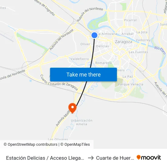 Estación Delicias / Acceso Llegadas to Cuarte de Huerva map