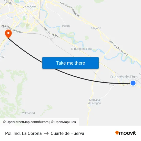 Pol. Ind. La Corona to Cuarte de Huerva map