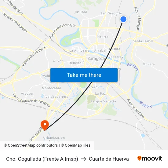 Cno. Cogullada (Frente A Imsp) to Cuarte de Huerva map