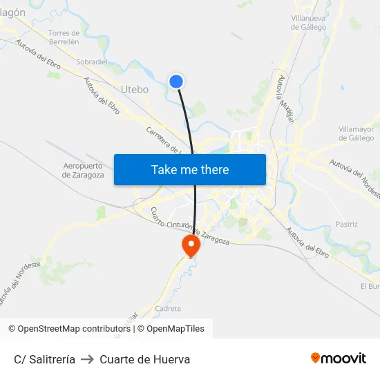 C/ Salitrería to Cuarte de Huerva map