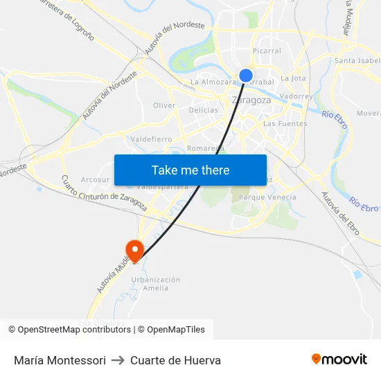 María Montessori to Cuarte de Huerva map