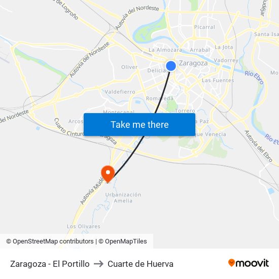 Zaragoza - El Portillo to Cuarte de Huerva map