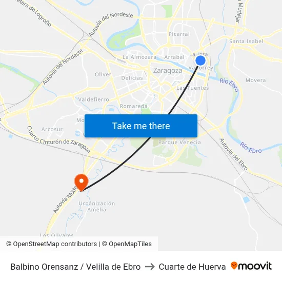 Balbino Orensanz / Velilla de Ebro to Cuarte de Huerva map