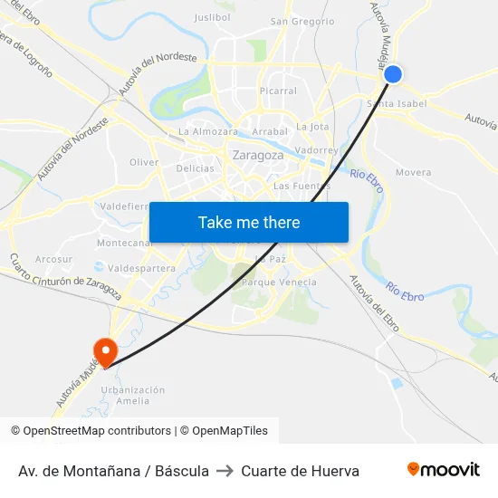 Av. de Montañana / Báscula to Cuarte de Huerva map