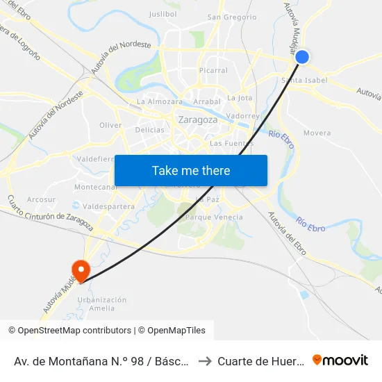 Av. de Montañana N.º 98 / Báscula to Cuarte de Huerva map