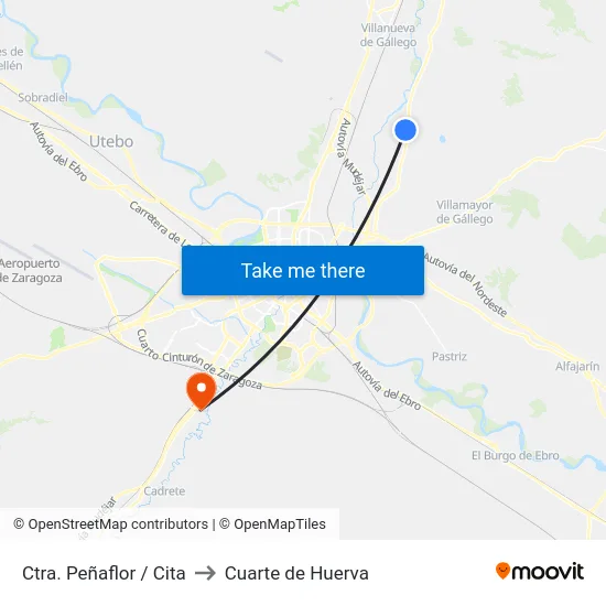 Ctra. Peñaflor / Cita to Cuarte de Huerva map