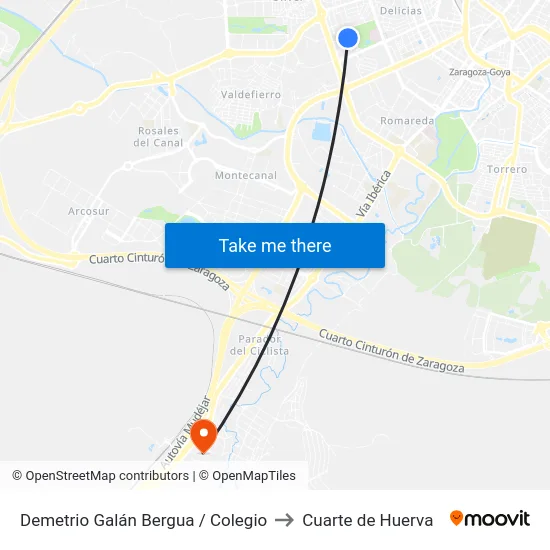 Demetrio Galán Bergua / Colegio to Cuarte de Huerva map