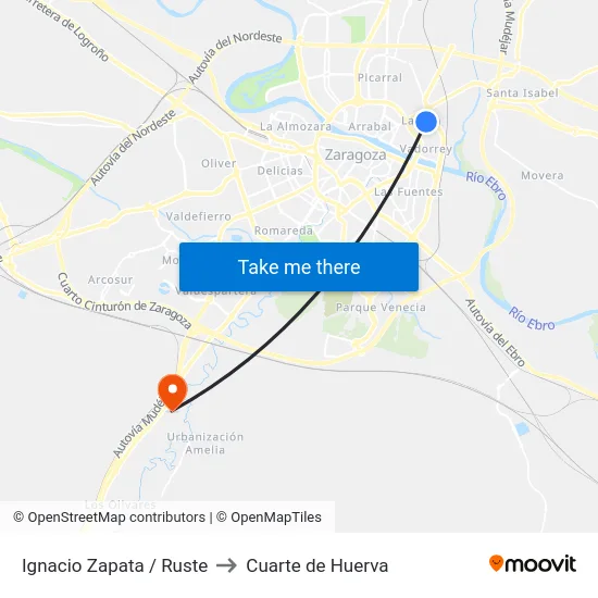 Ignacio Zapata / Ruste to Cuarte de Huerva map