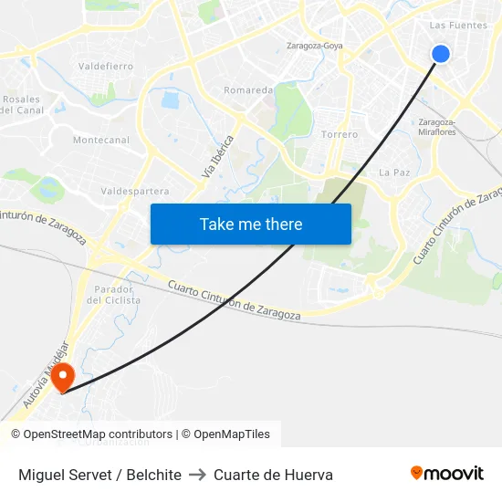 Miguel Servet / Belchite to Cuarte de Huerva map