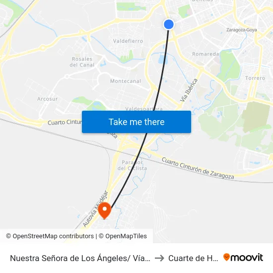 Nuestra Señora de Los Ángeles/ Vía Hispanidad to Cuarte de Huerva map