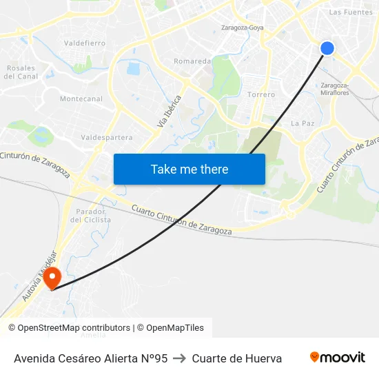 Avenida Cesáreo Alierta Nº95 to Cuarte de Huerva map