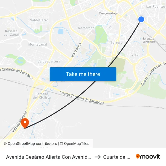 Avenida Cesáreo Alierta Con Avenida de San Jose to Cuarte de Huerva map