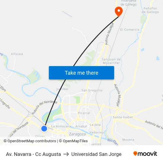 Av. Navarra - Cc Augusta to Universidad San Jorge map