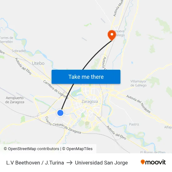 L.V Beethoven / J.Turina to Universidad San Jorge map