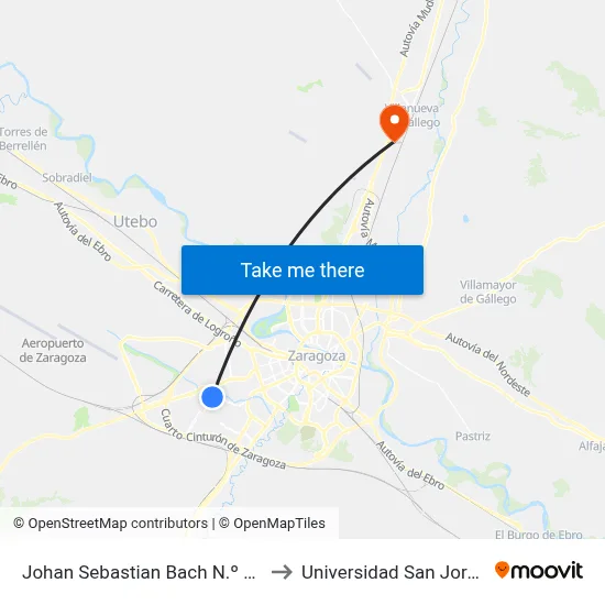 Johan Sebastian Bach N.º 53 to Universidad San Jorge map