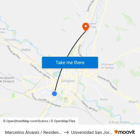 Marcelino Álvarez / Residencia to Universidad San Jorge map