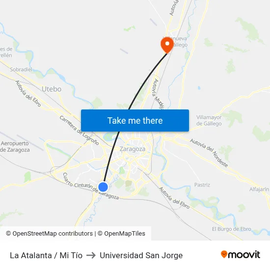 La Atalanta / Mi Tío to Universidad San Jorge map