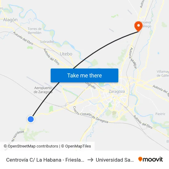 Centrovía C/ La Habana - Friesland Campiña to Universidad San Jorge map