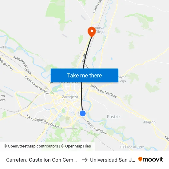 Carretera Castellon Con Cementerio to Universidad San Jorge map