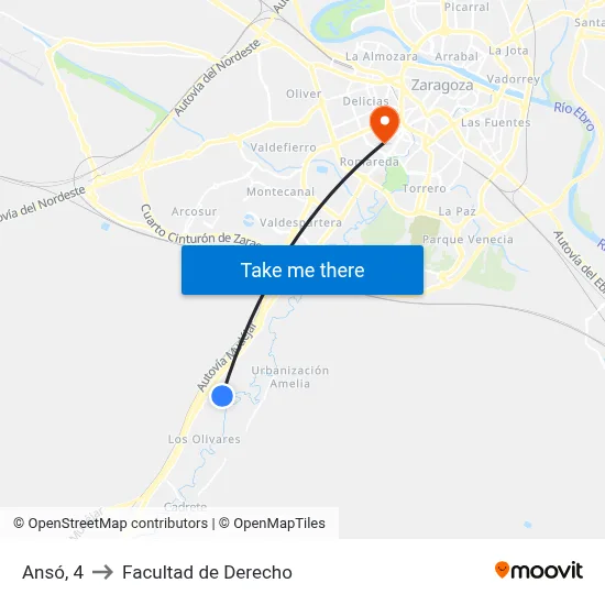 Ansó, 4 to Facultad de Derecho map