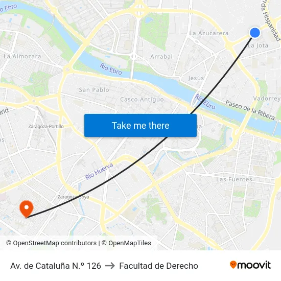 Av. de Cataluña N.º 126 to Facultad de Derecho map