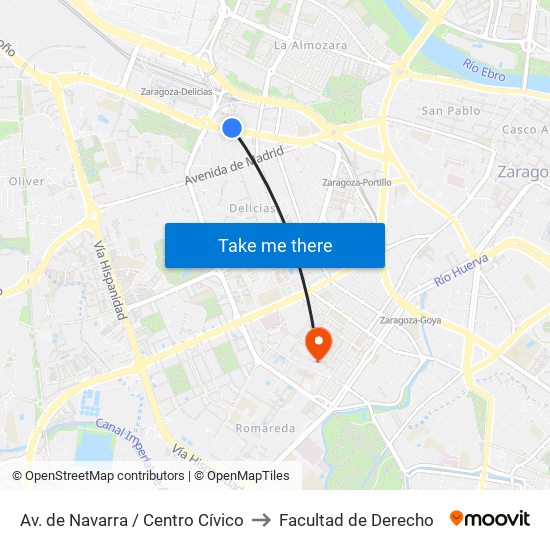 Av. de Navarra / Centro Cívico to Facultad de Derecho map