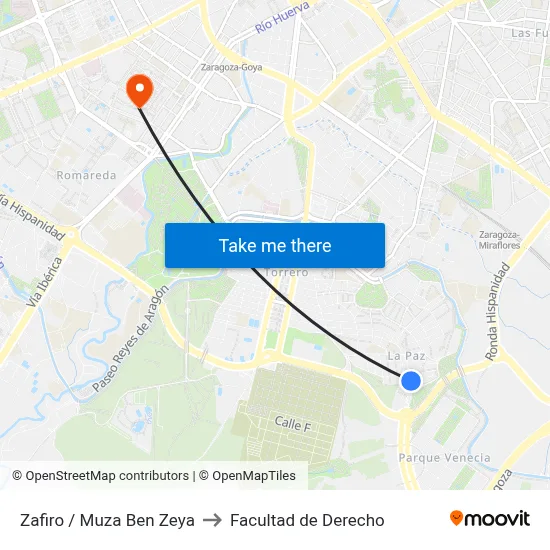 Zafiro / Muza Ben Zeya to Facultad de Derecho map
