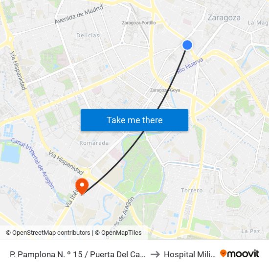 P. Pamplona N. º 15 / Puerta Del Carmen to Hospital Militar map