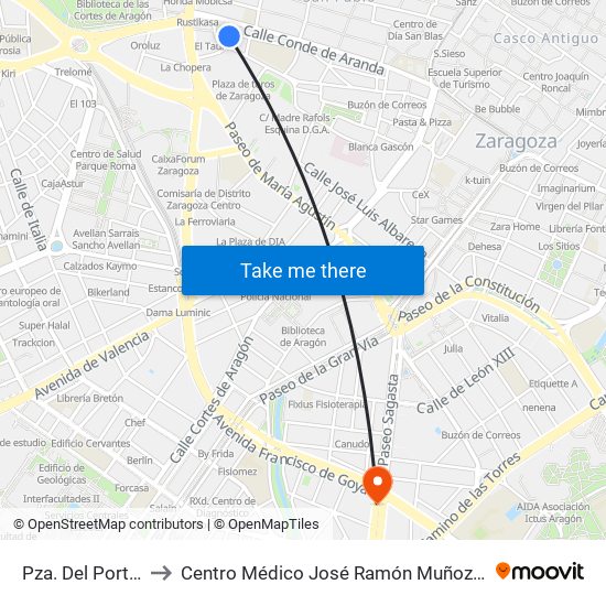 Pza. Del Portillo, 3 to Centro Médico José Ramón Muñoz Fernández map