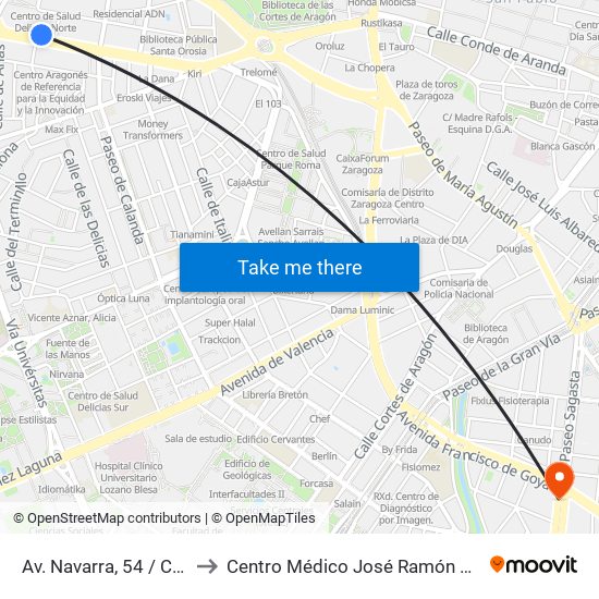 Av. Navarra, 54 / Centro Cívico to Centro Médico José Ramón Muñoz Fernández map