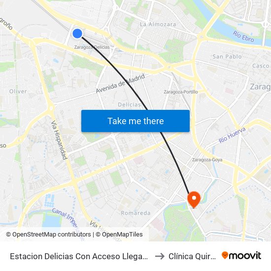 Estacion Delicias Con Acceso Llegadas to Clínica Quirón map